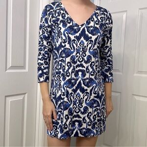 Lilly Pulitzer Shirt Dress Mini Blue White Casual Preppy Cotton Size Extra Small